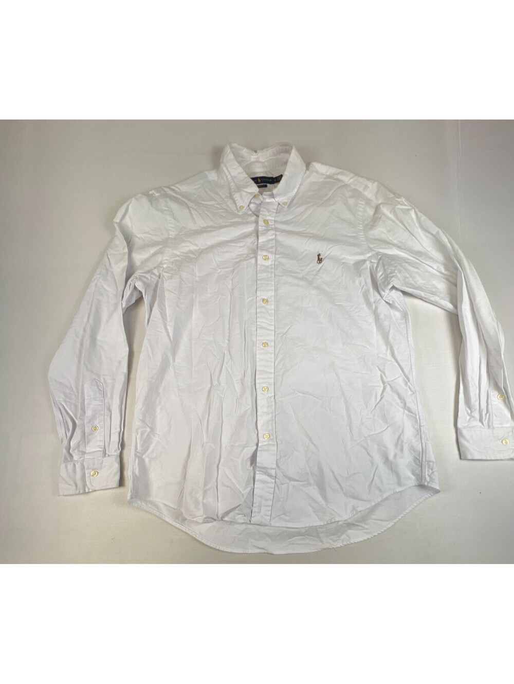 Ralph Lauren Men L White Classic Fit Button-Down Dress Shirt Long Sleeve